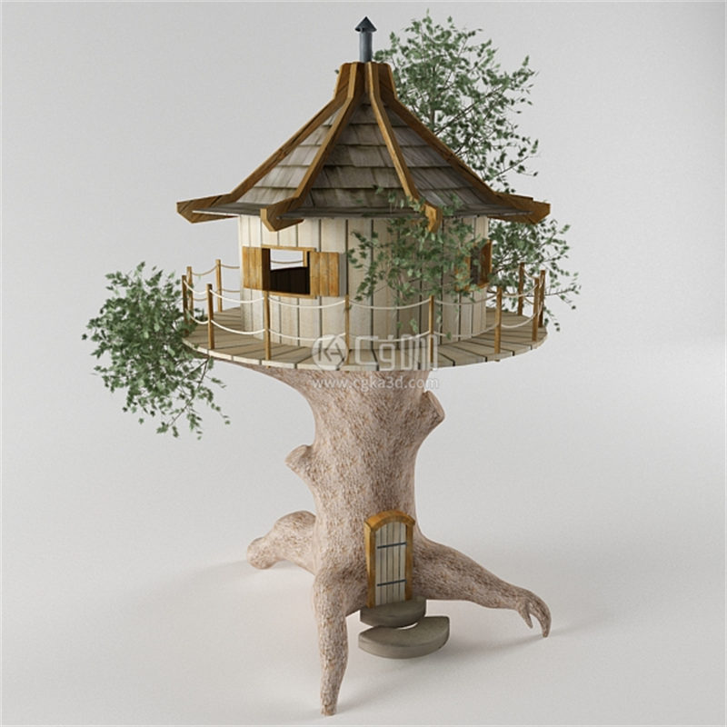 CG咖-摆件模型树屋装饰模型