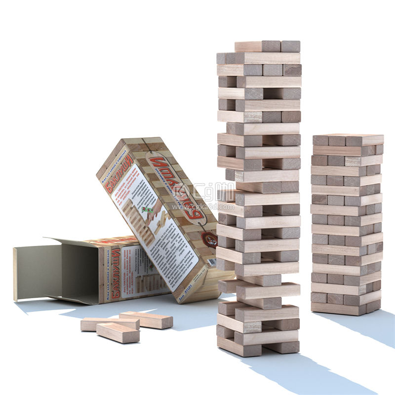 CG咖-木块模型木堆模型包装盒模型