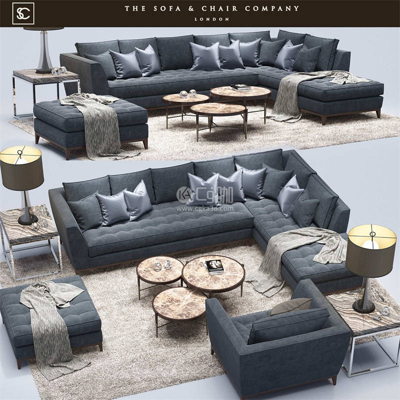 CG咖-沙发模型沙发凳模型茶几模型台灯模型