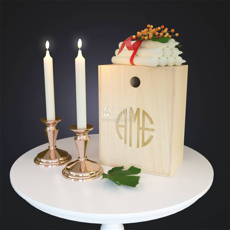 CG咖-蜡烛模型烛台模型小茶几模型