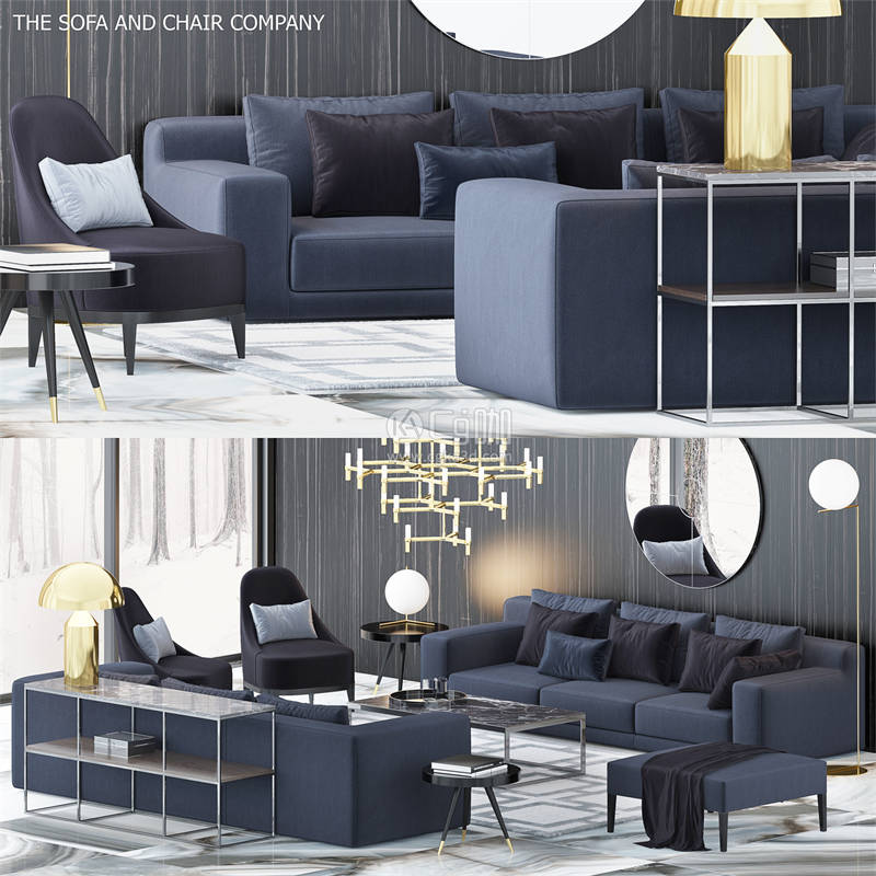 CG咖-沙发模型沙发椅模型台灯模型茶几模型落地灯模型