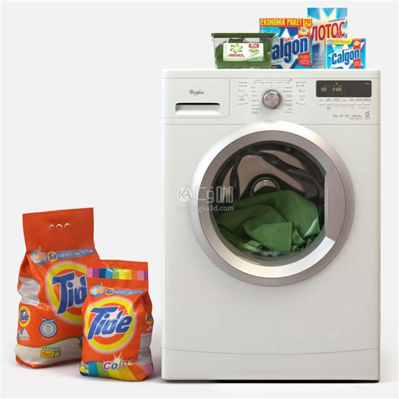CG咖-卷筒洗衣机模型洗衣粉模型