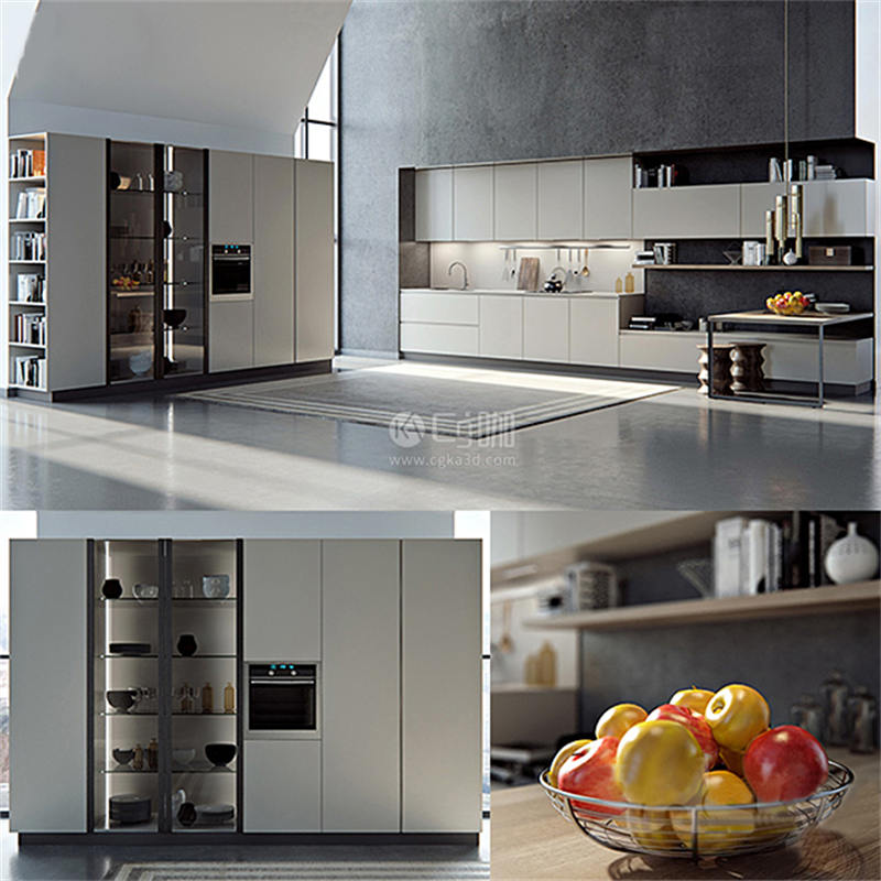 CG咖-橱柜模型果盘模型柜子模型厨具模型
