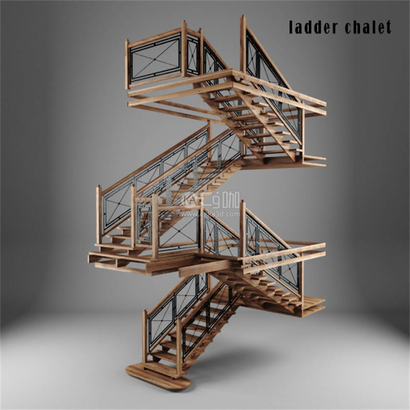 CG咖-室内楼梯模型转角楼梯模型