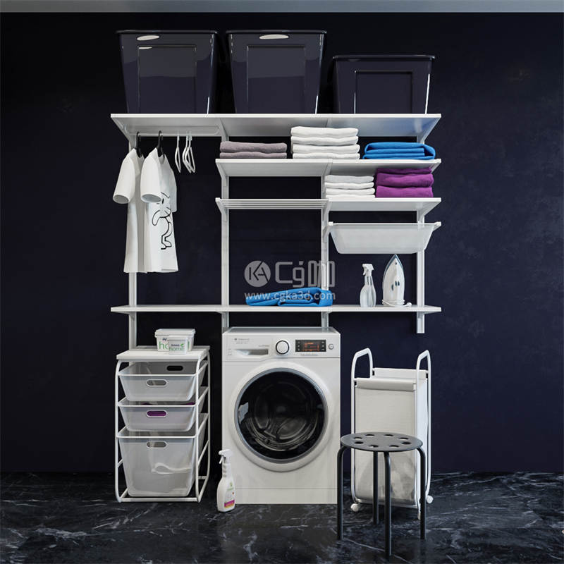 CG咖-衣服模型短袖模型收纳箱模型洗衣机模型