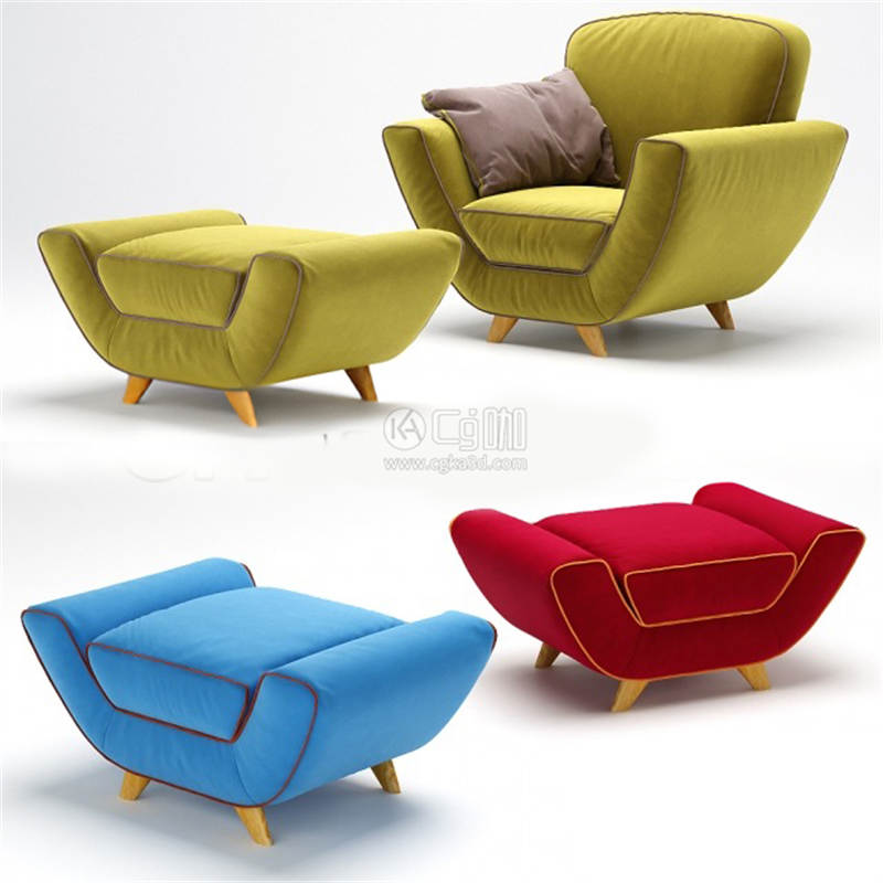CG咖-沙发椅模型沙发凳模型