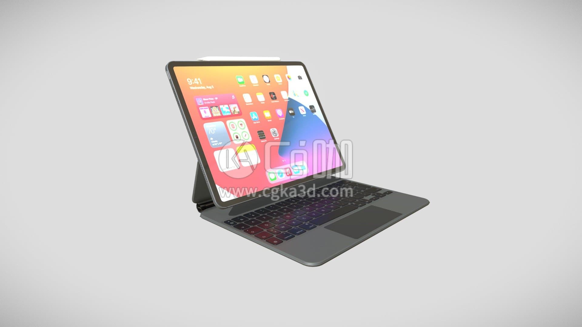 CG咖-iPad Pro 2021 + Magic Keyboard + Apple Pencil 平板电脑模型