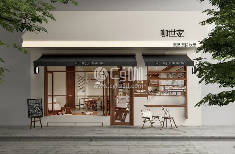 CG咖-blender-咖啡厅咖啡店奶茶店模型