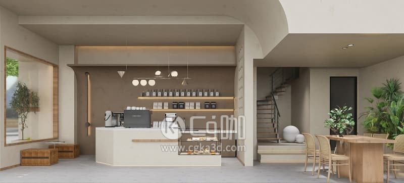 CG咖-blender-咖啡厅咖啡店奶茶店模型