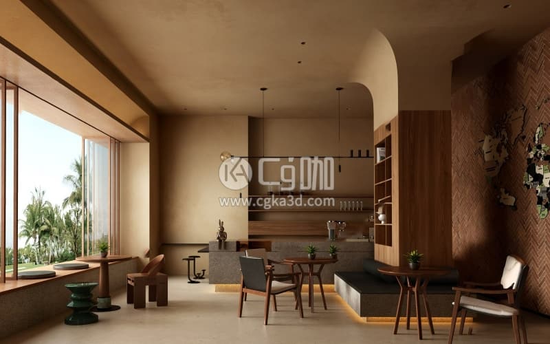 CG咖-blender-咖啡厅咖啡店奶茶店模型