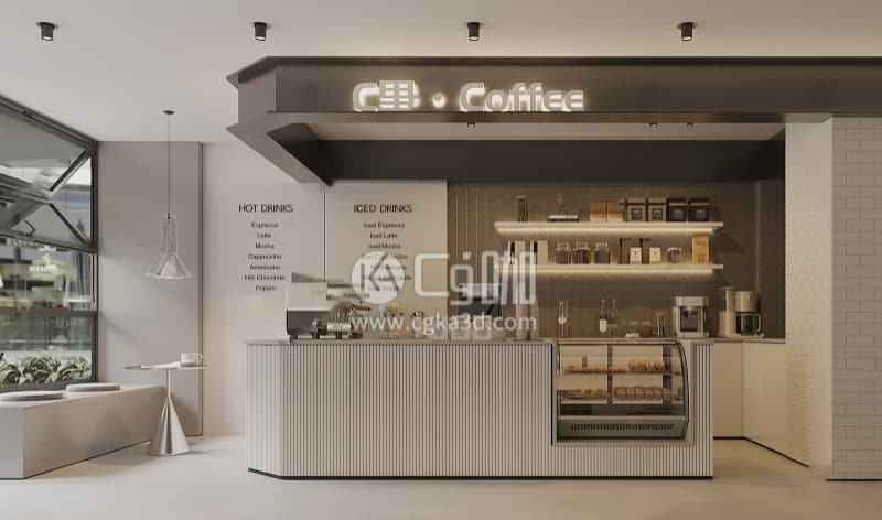 CG咖-blender-咖啡厅咖啡店奶茶店模型