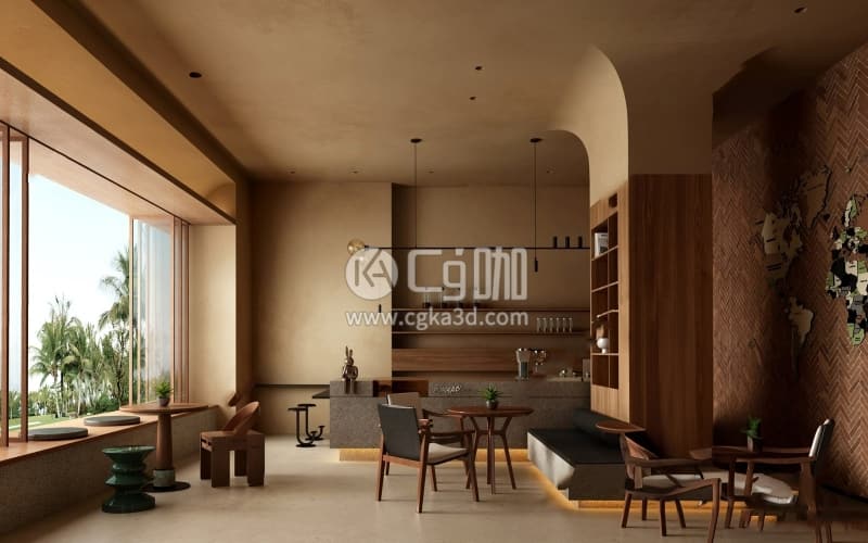 CG咖-blender-咖啡厅咖啡店奶茶店模型