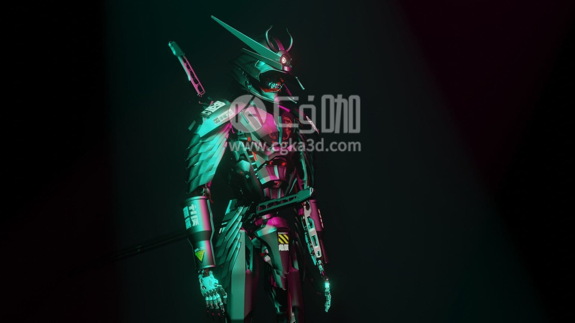 CG咖-blender-武士城机甲人模型