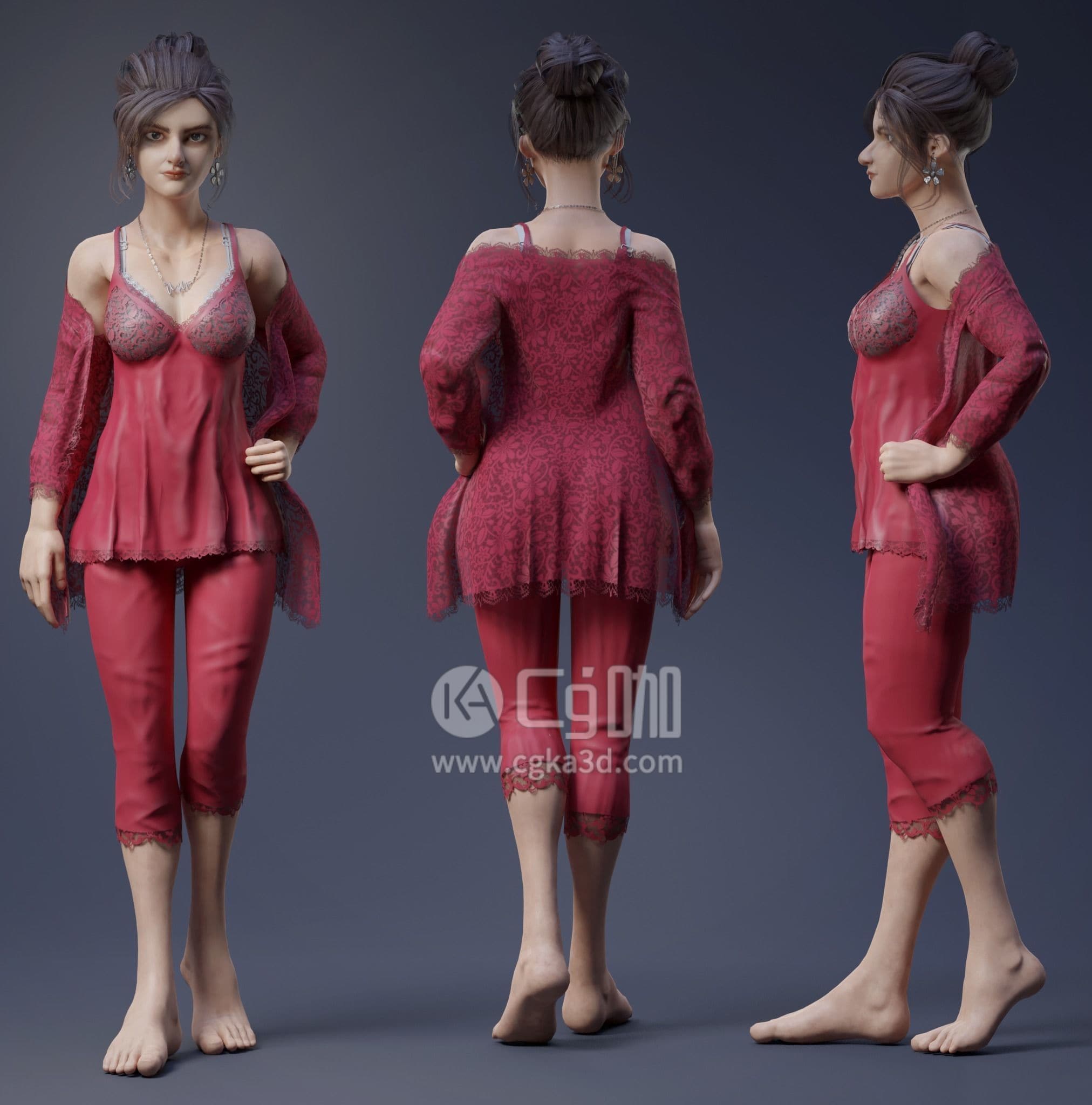CG咖-blender-女性角色模型模型