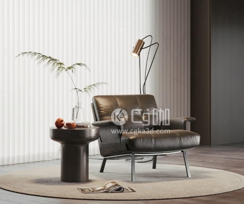 CG咖-blender-沙发椅子落地灯地毯单人沙发