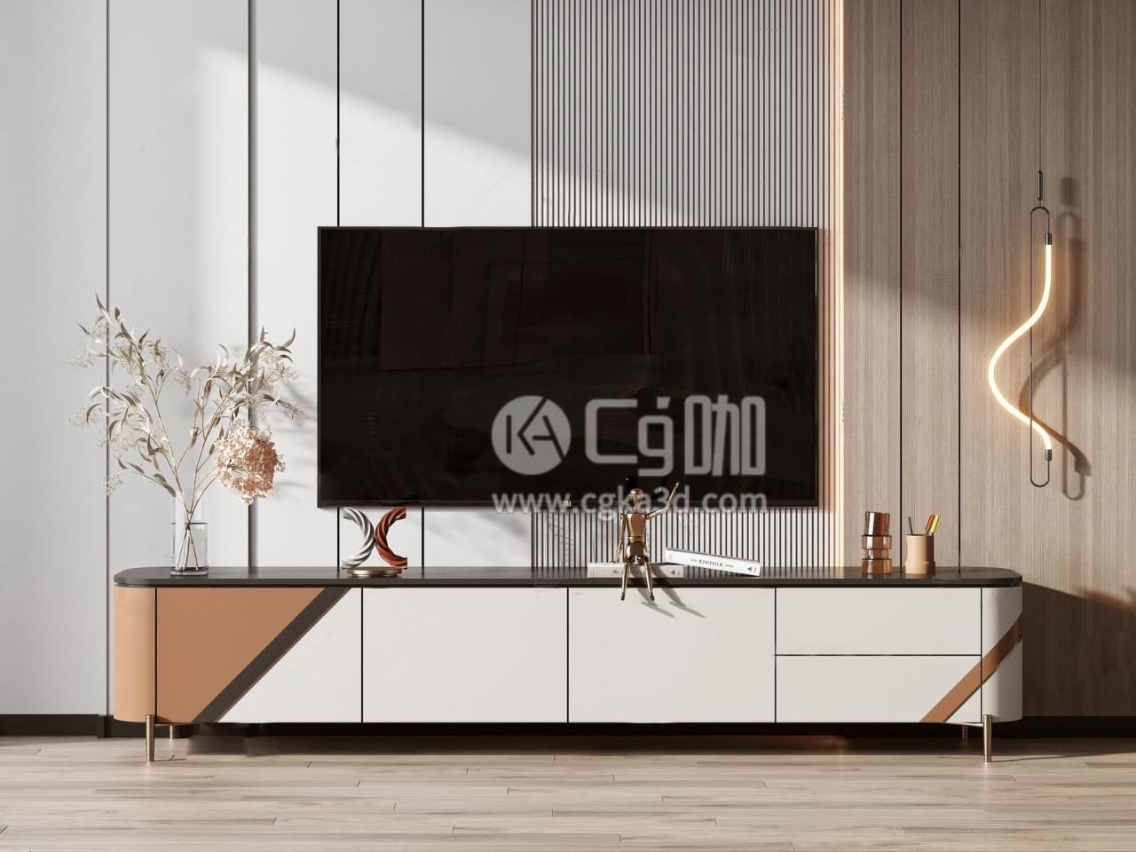 CG咖-blender-电视机电视柜花瓶