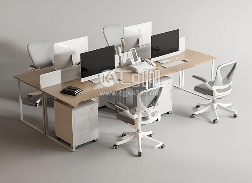 CG咖-blender-办公桌椅模型电脑办公桌键盘鼠标