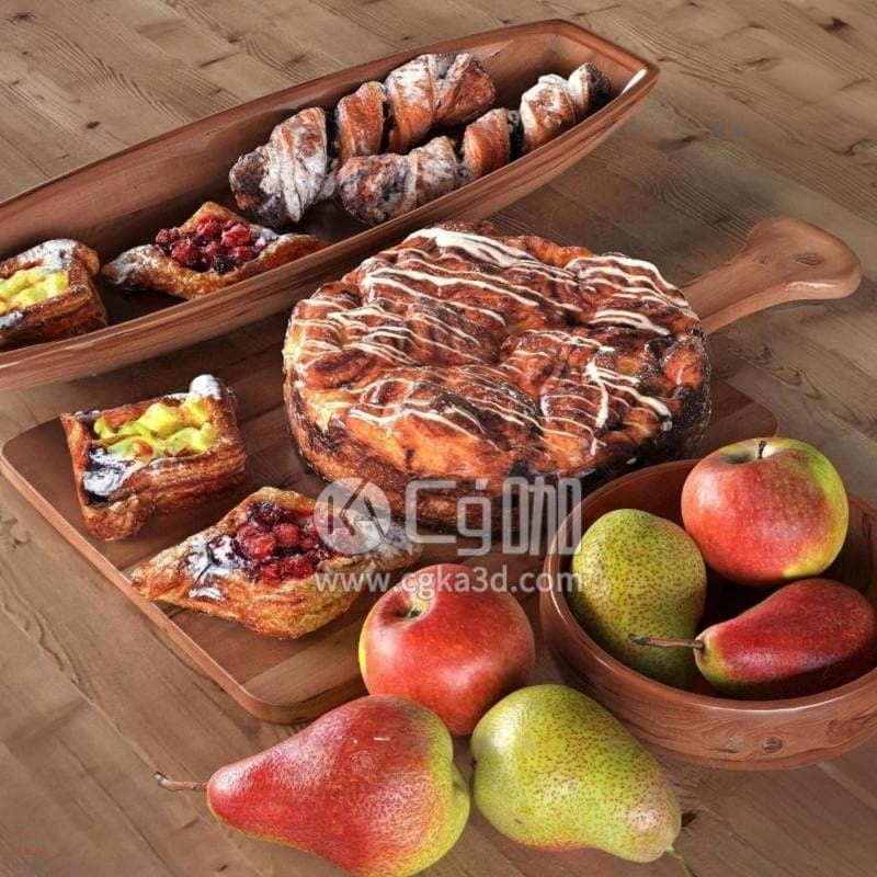 CG咖-blender-食物面包水果