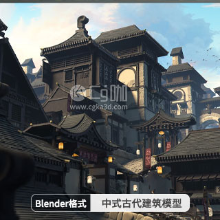 中式日式古代建筑3D模型资产预设 Absorb3D – Medieval Asia (Blender/FBX/OBJ格式)